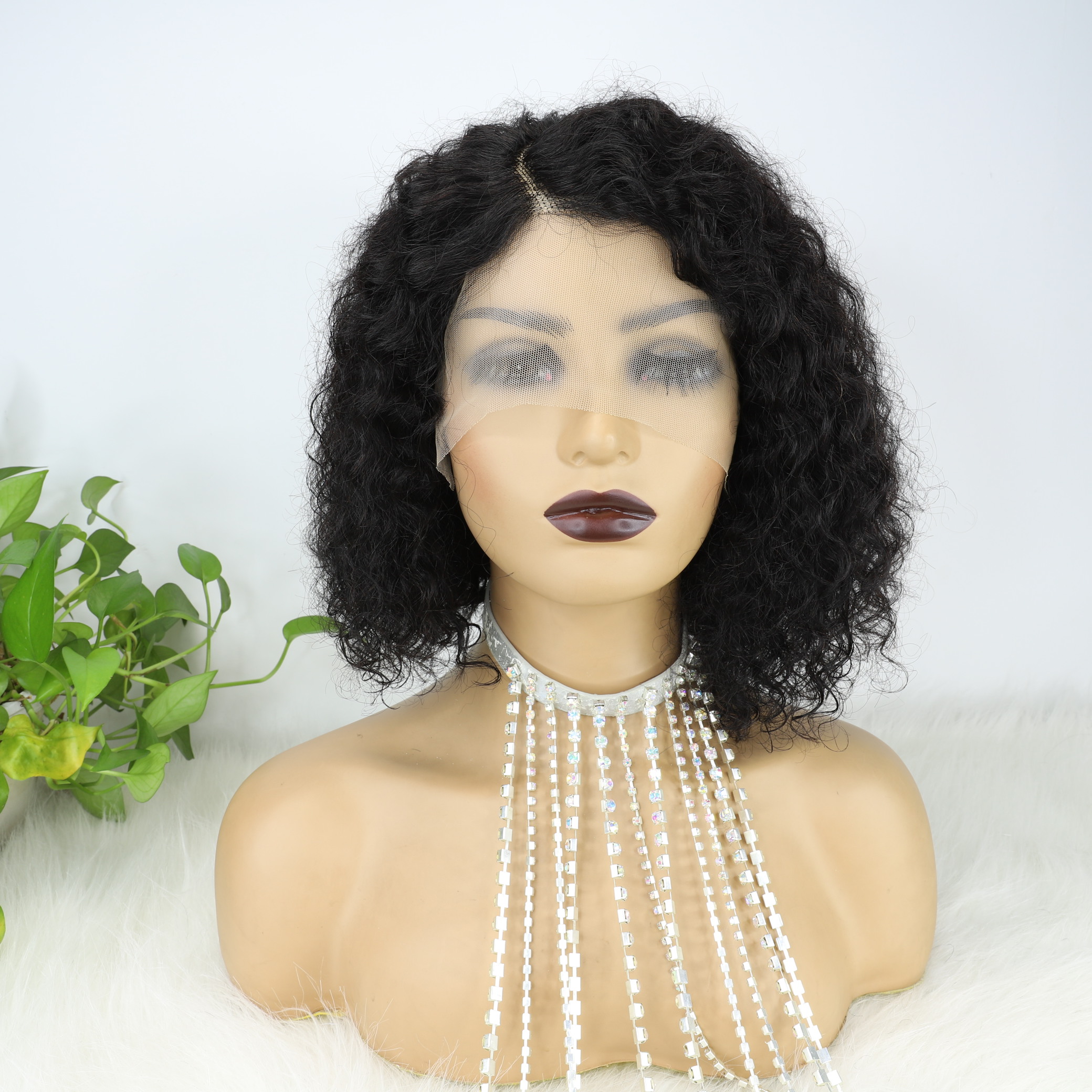 Pelucas de cabello humano bob de encaje 13x4 parte delantera ola profunda