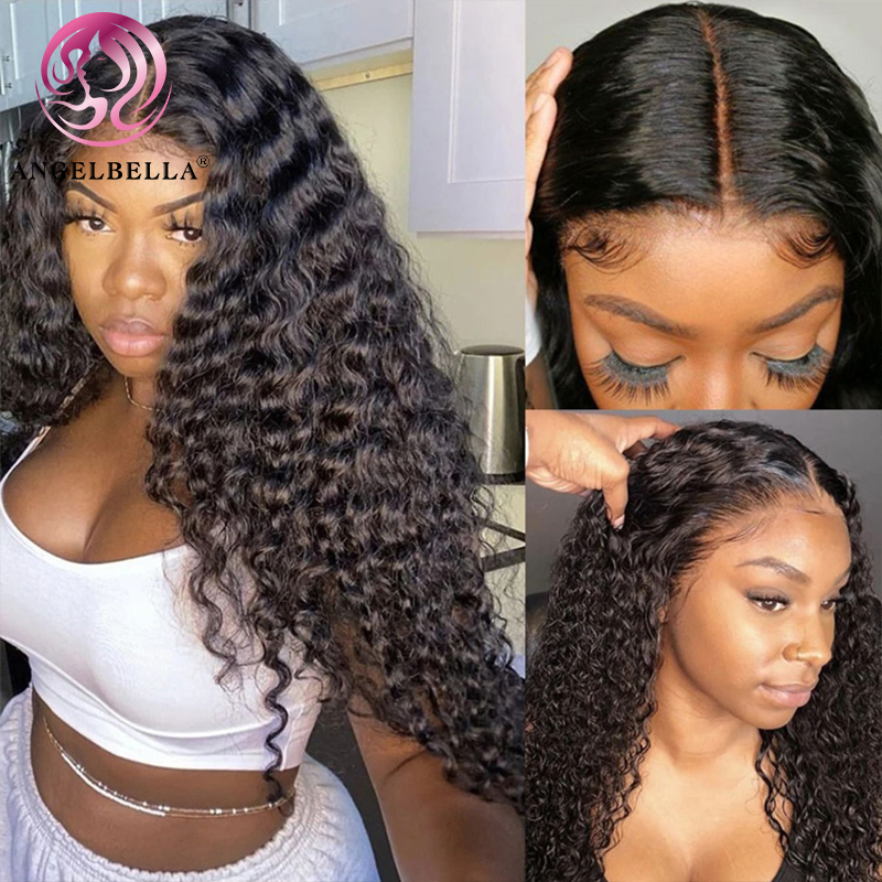 Angelbella DD Diamond Hair HD 13x4 Virgin Hair ondas profundas Peluces delanteros para mujeres negras