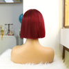 99J Borgoña rojo recto bob pelucas de cabello humano con flequillo