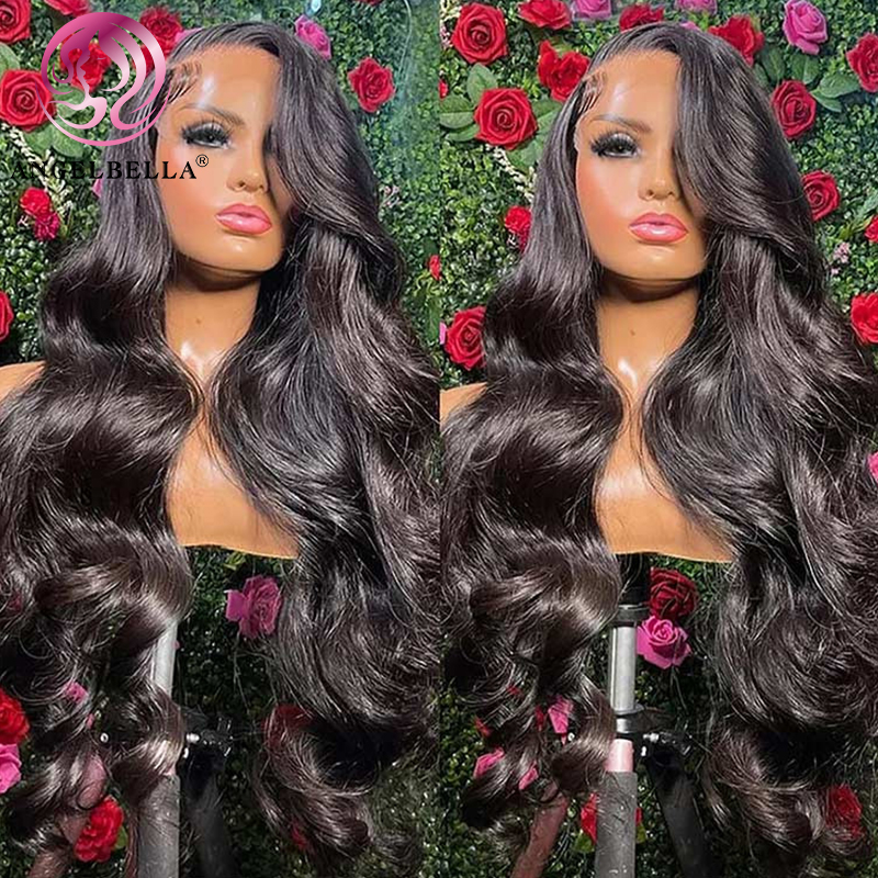  Angelbella Queen Doner Cabello virgen 100% sin procesar Virgin Human Hair 13x4 Body Wave HD Pelucas frontales para mujeres negras 