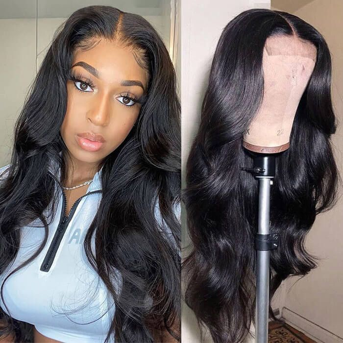 Paquetes de cabello humano barato con peluca de cierre de encaje indetectable frontal HD