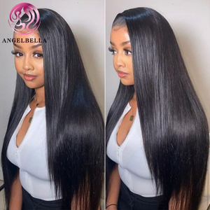 Angelbella Queen Doner Virgin Hair 13x4 HD Lace de encaje lacio de encaje Brasileño pelucas de cabello humano para mujeres 