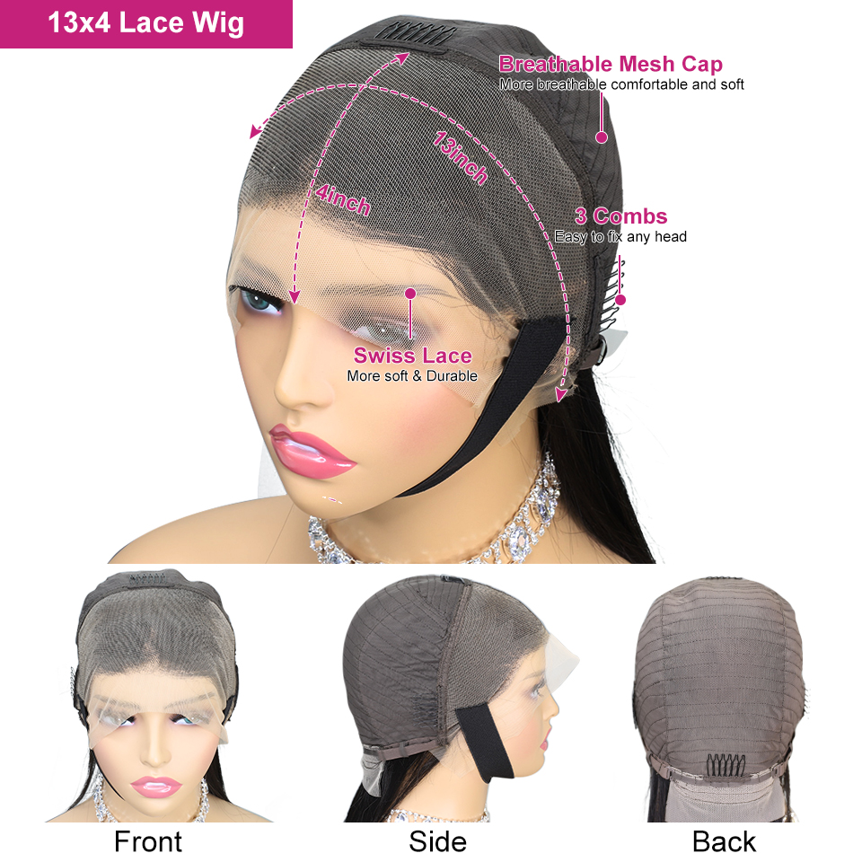 Angelbella DD Diamond Hair REAL CAILLO RENA 13X4 CABRADAS DEL CARRERA DE LACE TRANSPARENTES PARA MUJER