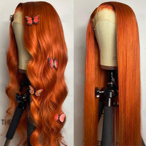 Cabello naranja jengibre color hueso de encaje transparente recto