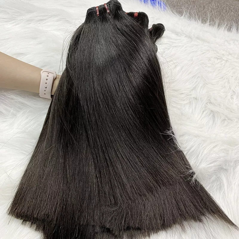 Bondacles de cabello liso brasileño Super Doble Dibujado Huesan Bundles de tejido de cabello liso