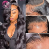 Angelbella Queen Doner Cabello virgen Brasiliano13x6 1B# Deep Wave Human Hair HD Peluces delanteros 