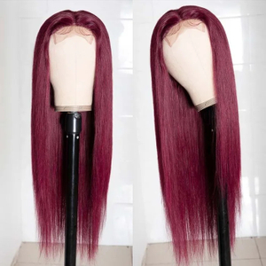99J Borgoña Wig Straight 13x4 Lace frontal Brasil Remy Hair Wig