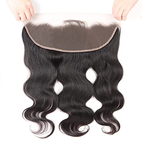 Angelbella GLURESS 13x4 Cierre frontal de encaje Cabello humano Oveja para el cuerpo Natural Black Lace Frontal 130% Densidad