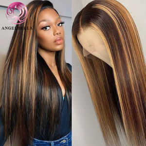 Angelbella DD Diamond Hair 13x4 Cernera de encaje transparente 4/27# Resalto las mejores pelucas de cabello humano sin glú