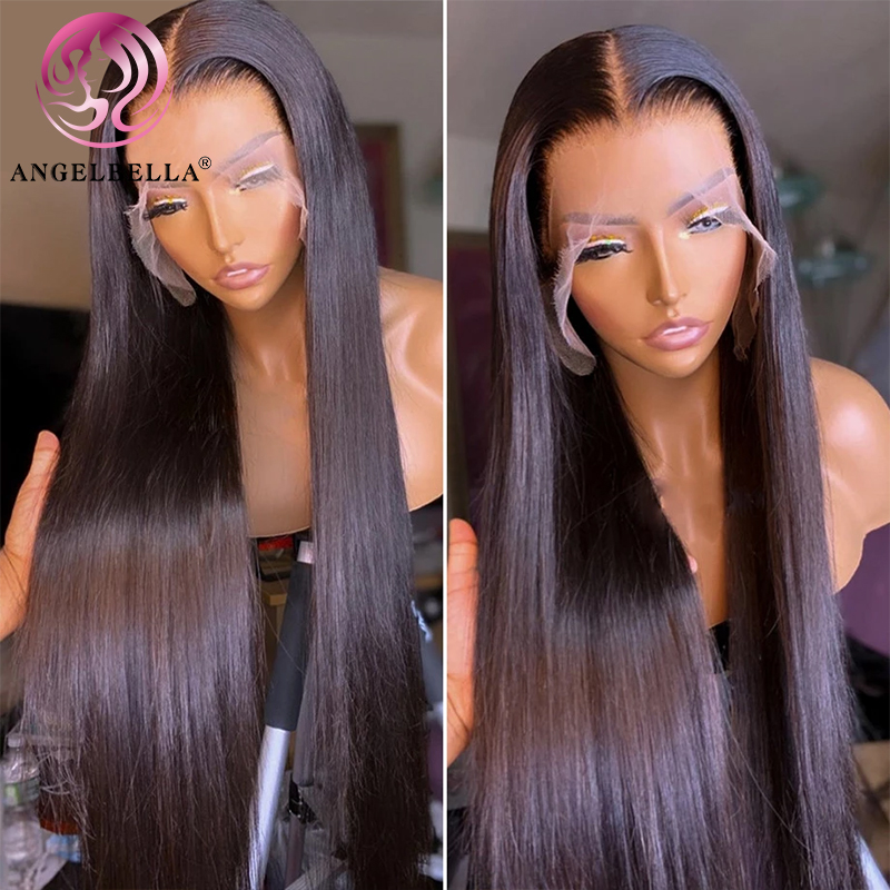 Angelbella DD Diamond Hair Cabello humano recto 13x4 Transparente Long Frontal Bovs Bigs