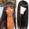 Pelucas rectas con flequillo cabello humano para mujeres negras 10a peluca brasileña