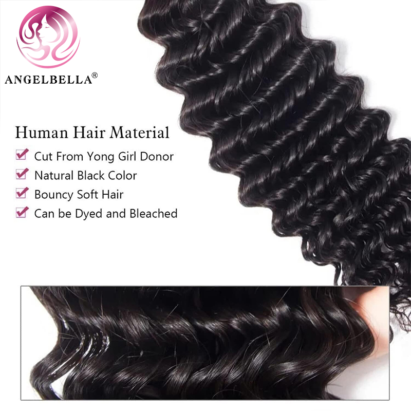 Angelbella Queen Doner Virgin Hair 10a 24 pulgadas 1b# ola profunda en bruto vietnamita Bundles 