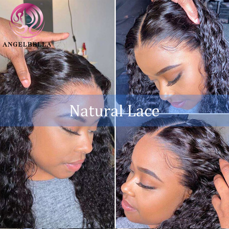 Angelbella DD Diamond Hair Water Wave Curly 13x4 HD Lace delantero Peluces para el cabello humano