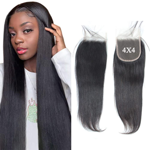 2022 4x4 HD Cierre de encaje Cabello humano liso Cierre de encaje transparente prepliado con cabello para bebés