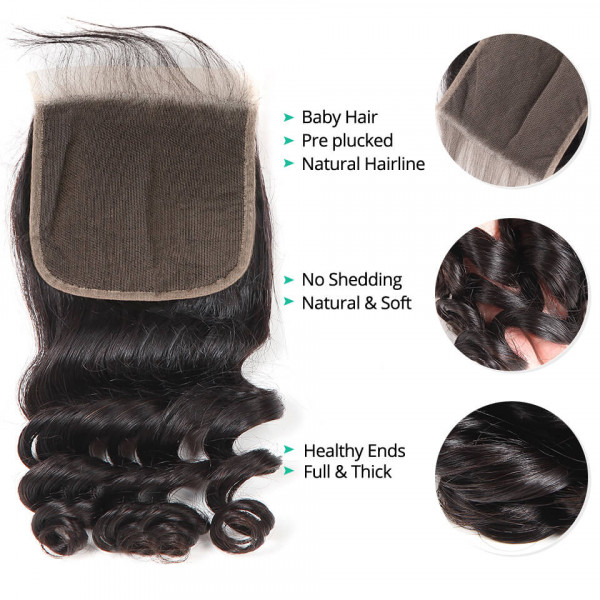 Cierre 6x6 Cabello humano Lace suizo para mujeres en 2022 6x6 Cierre de ondas sueltas solo prejuguadas con cabello para bebés
